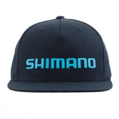 Shimano Flat Peak Blue Rubberised Logo Cap Black